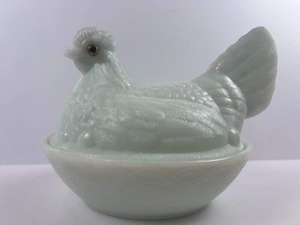 Antique Milk Glass Atterbury And Company Hen On Nest Rare Early Style